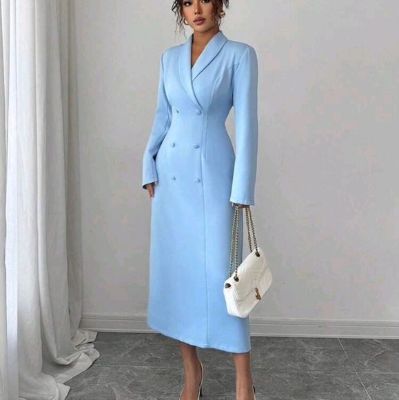 Elegant Romantic Waist Cinched Bodycon Dress With Collar And Long Sleevees Women - Picture 1 of 4